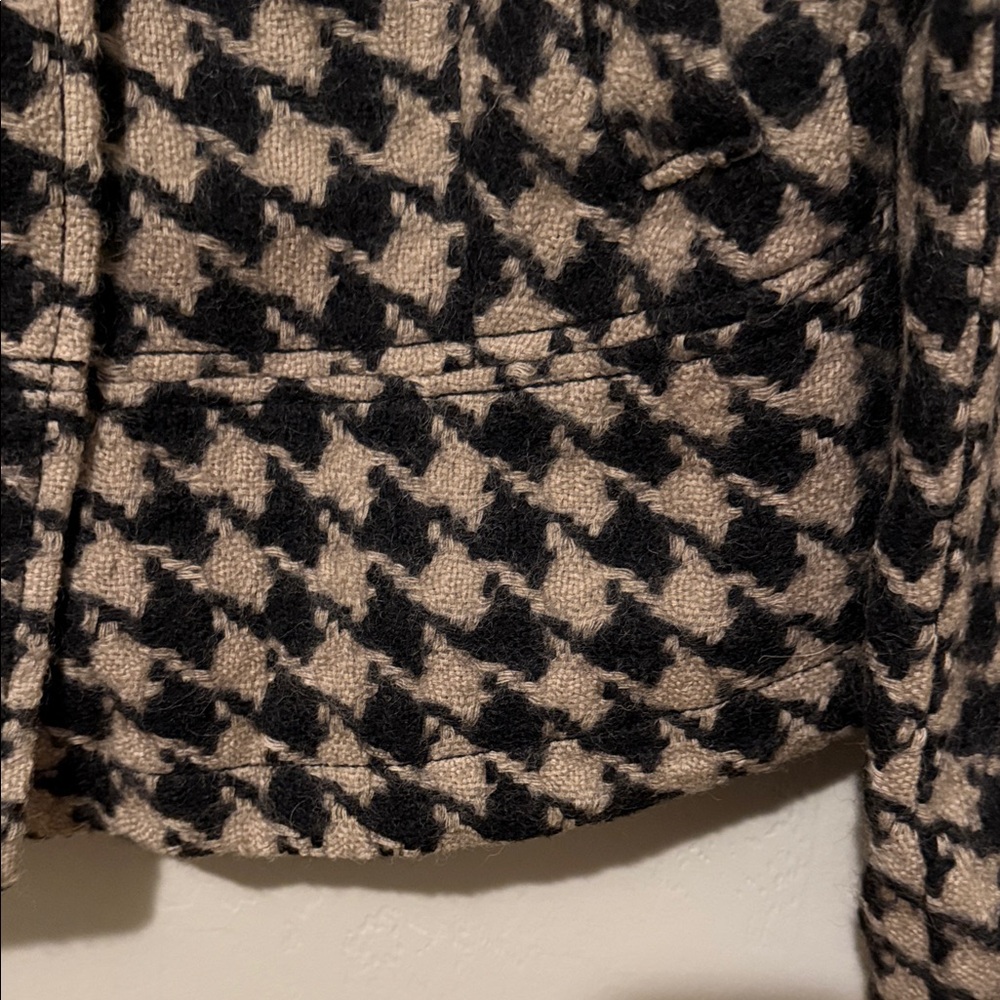 Banana Republic Black and Tan Houndstooth Pea Coat Small - Picture 6 of 8